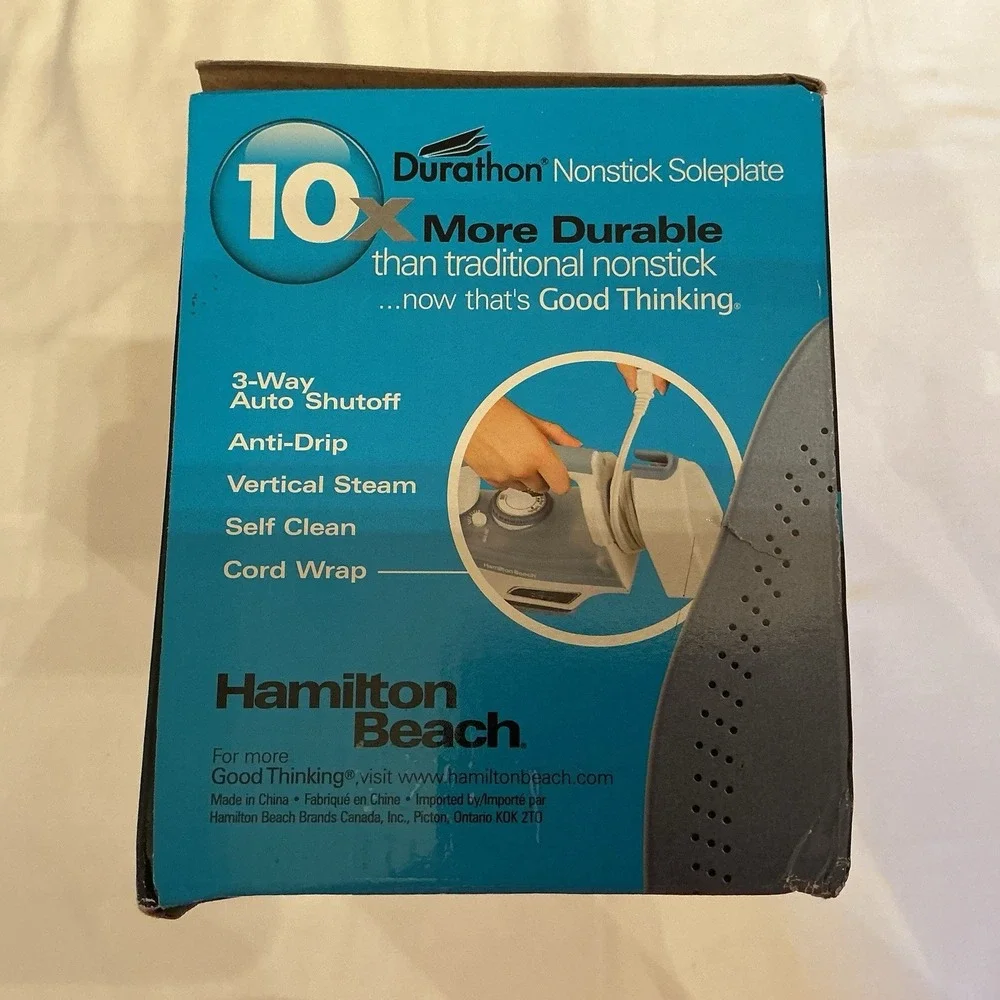 Hamilton Beach Durathon Steam Iron, Blue, Nonstick Soleplate, Open Box